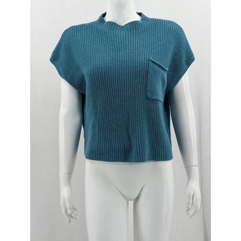 Free People Beach Sweater Womens Medium Teal Freya Oversized Boho Pullover Knit